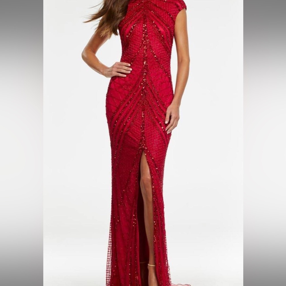 Beaded Red Evening Gown